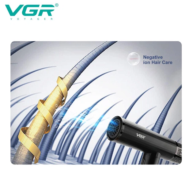 Фен професійний VGR V-640HD, 3 рівні обдування, 4 рівні температури, 110000RPM