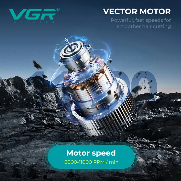Акумуляторна машинка VGR V-668, 6 насадок, 11000 RPM, 2 змінні кольорові панелі корпусу