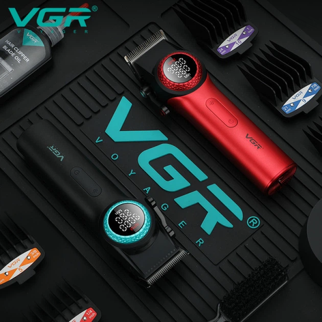Професійна машинка для стрижки волосся VGR V-001 з дисплеєм 9000 об./хвилину і 10 змінними насадками Професійна машинка для стрижки волосся VGR V-001 з дисплеєм 9000 об./хвилину і 10 змінними насадками - Зображення 3
