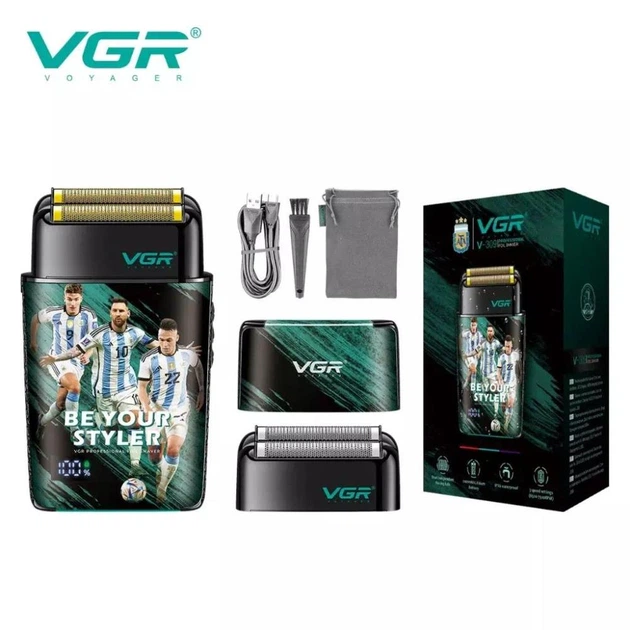 Електробритва VGR V-309 Аргентина, подвійне лезо, LED Display Електробритва VGR V-309 Аргентина, подвійне лезо, LED Display - Зображення 2