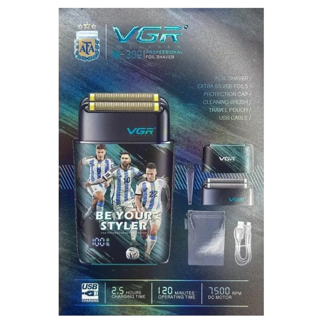 Електробритва VGR V-309 Аргентина, подвійне лезо, LED Display