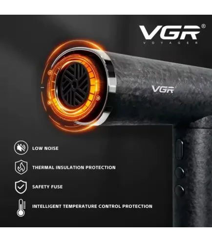 Фен професійний VGR V-640HD, 3 рівні обдування, 4 рівні температури, 110000RPM