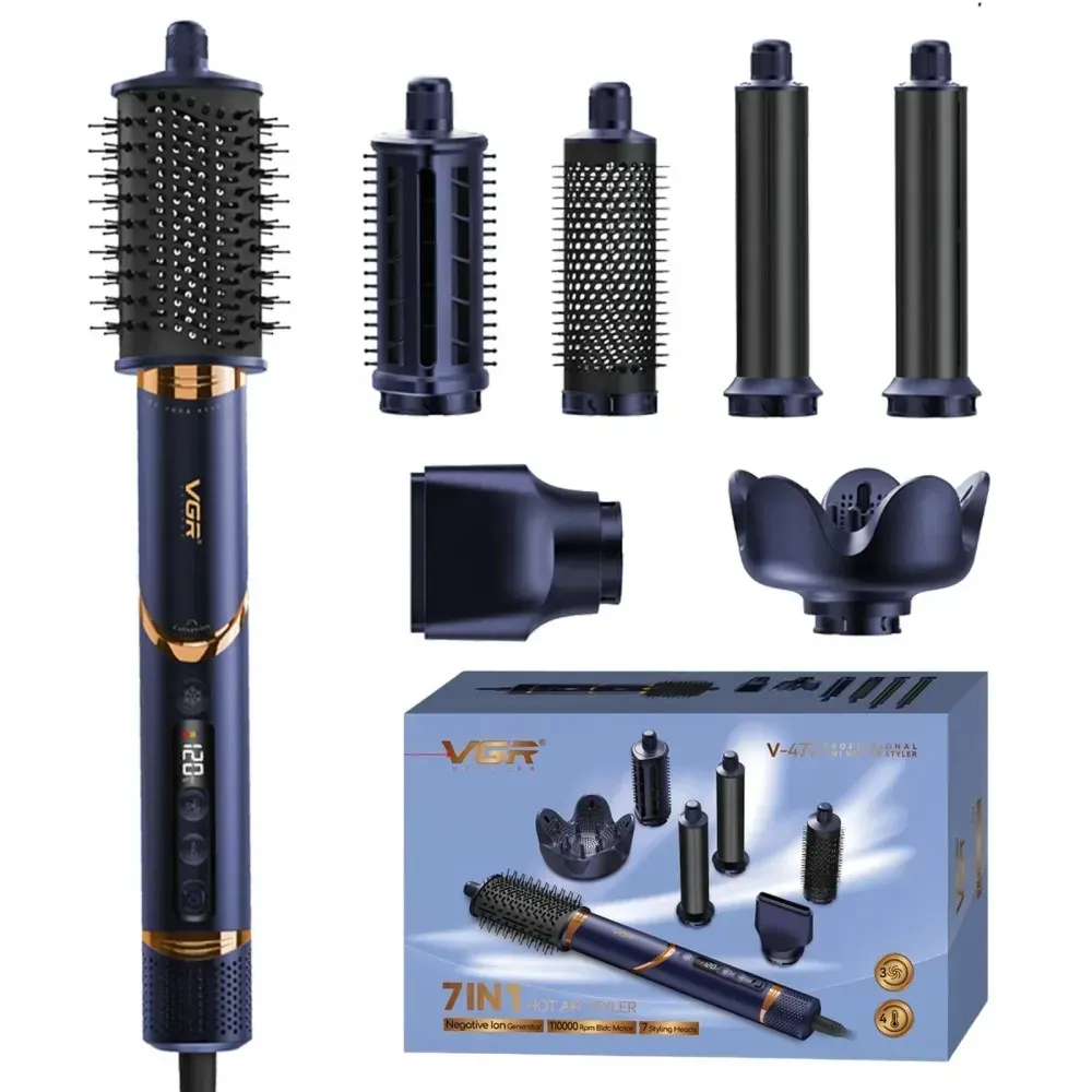 Фен-стайлер VGR 7 в 1 V-477 DARK BLUE, Professional, 7 насадок, 1400 Вт Фен-стайлер VGR 7 в 1 V-477 DARK BLUE, Professional, 7 насадок, 1400 Вт