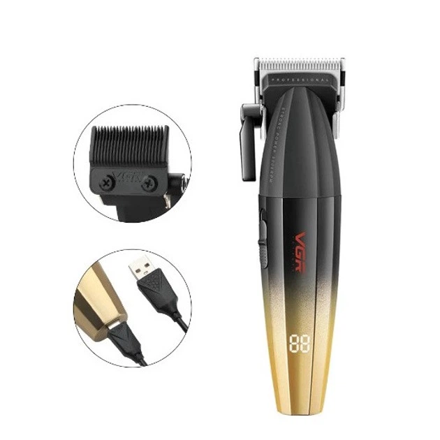 Акумуляторна машинка VGR V-003 GOLD, 6 насадок, TURBO режим 9000 RPM
