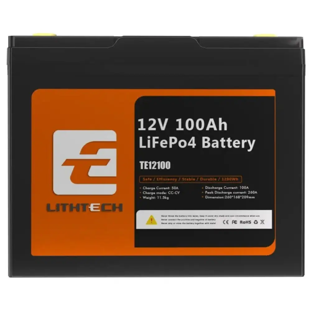 LiFePO4 12V 100Ah Акумулятор Lithtech з Bluetooth 1280Wh, 100A, BMS