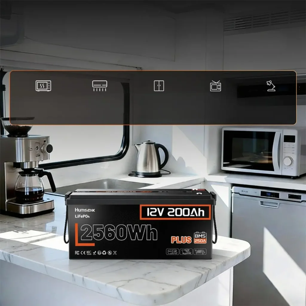 Lifepo4 12V/200Ah 250A BMS акумулятор Humsienk 2560 Вт*год, 250A BMS для систем резервного живлення
