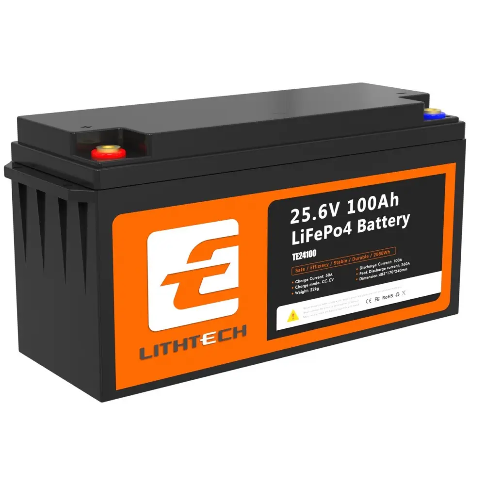 LiFePO4 24V 100Ah Акумулятор Lithtech з Bluetooth 2560Wh, 100A, BMS
