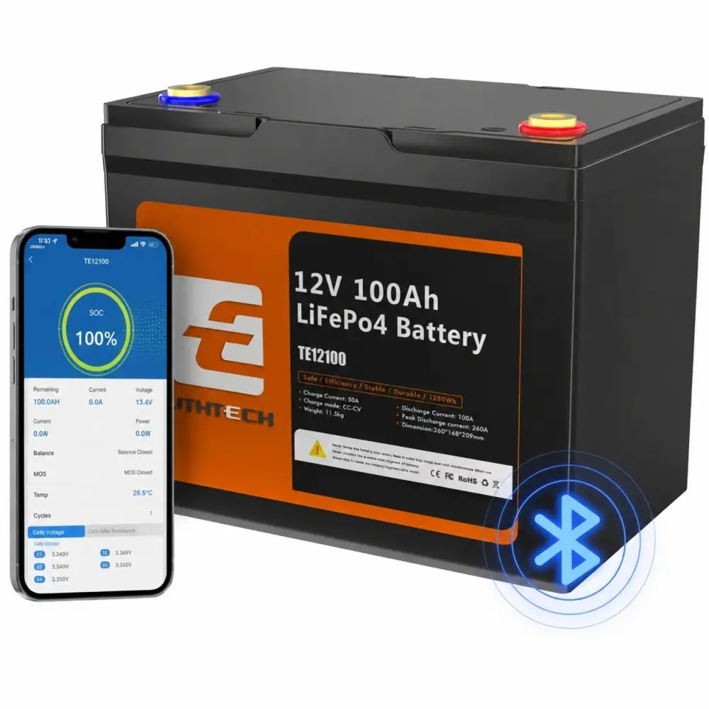 LiFePO4 12V 100Ah Акумулятор Lithtech з Bluetooth 1280Wh, 100A, BMS LiFePO4 12V 100Ah Акумулятор Lithtech з Bluetooth 1280Wh, 100A, BMS