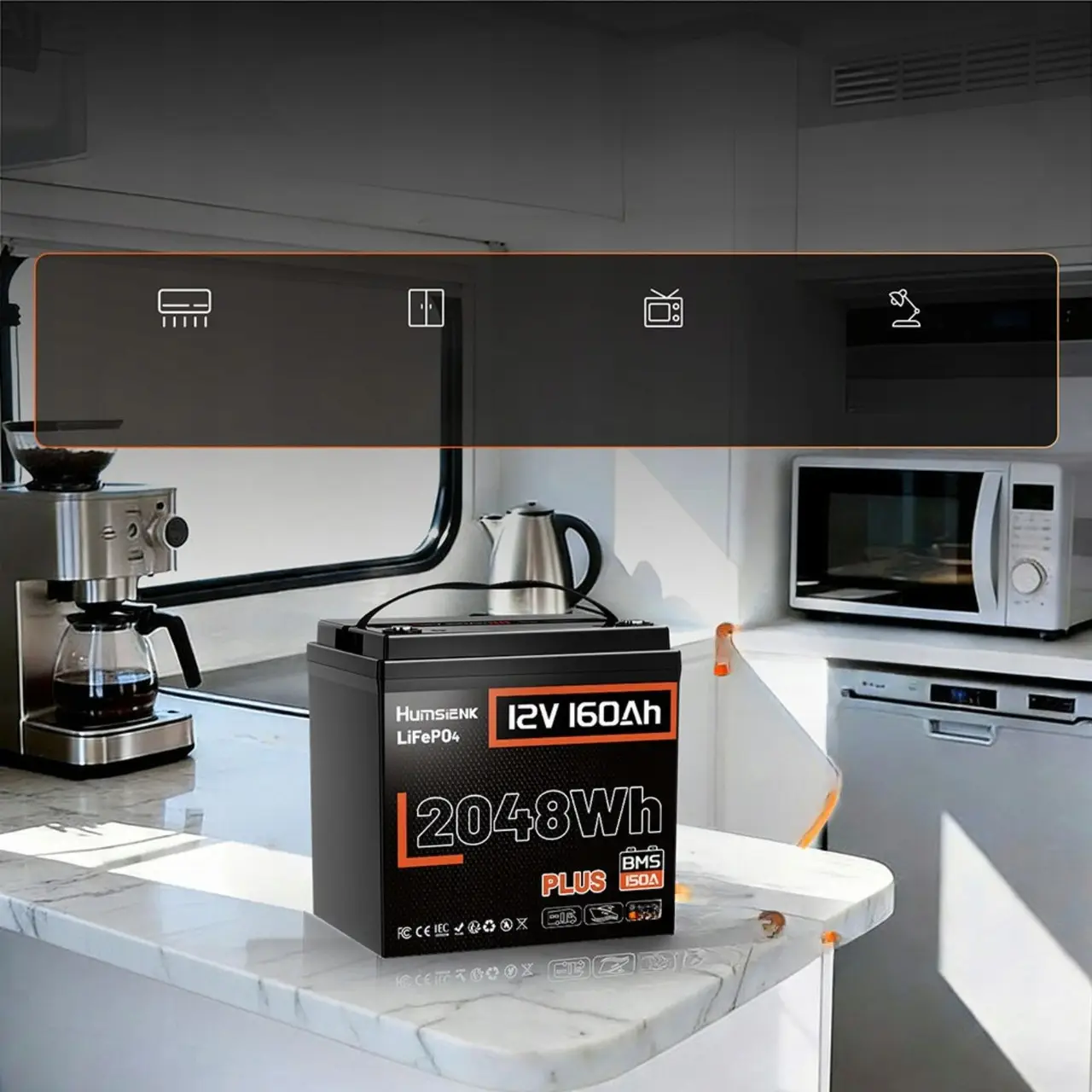 LiFePO4 12V/160Ah 150A BMS акумулятор Humsienk 2048 Вт*год для систем резервного живлення LiFePO4 12V/160Ah 150A BMS акумулятор Humsienk 2048 Вт*год для систем резервного живлення - Зображення 3