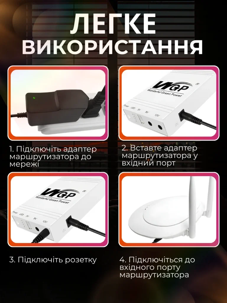 Mini UPS WGP Power Bank для роутера та медіаконвертора 10400mAh