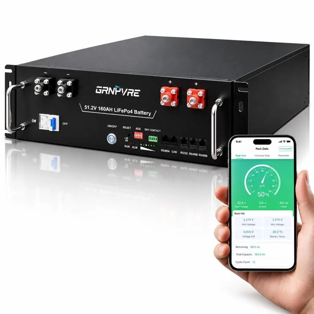 LiFePO4 51,2V 100Ah Акумулятор GRNYVRE, BMS, з Bluetoooth LiFePO4 51,2V 100Ah Акумулятор GRNYVRE, BMS, з Bluetoooth